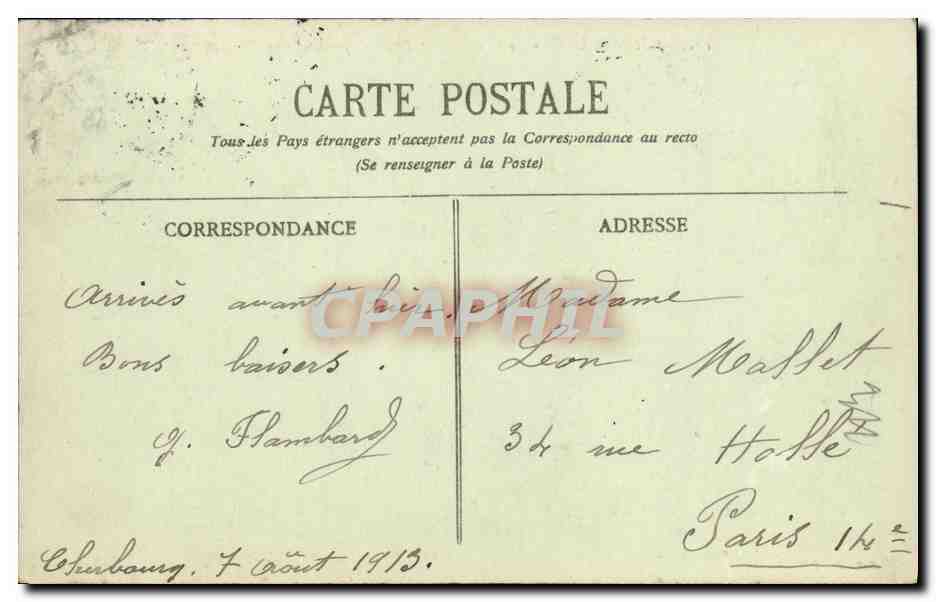 Cherbourg - Le Cuirassé "Patrie" pendant une Tempête — Collection P. R. Cherbourg, n°184 — Reverso