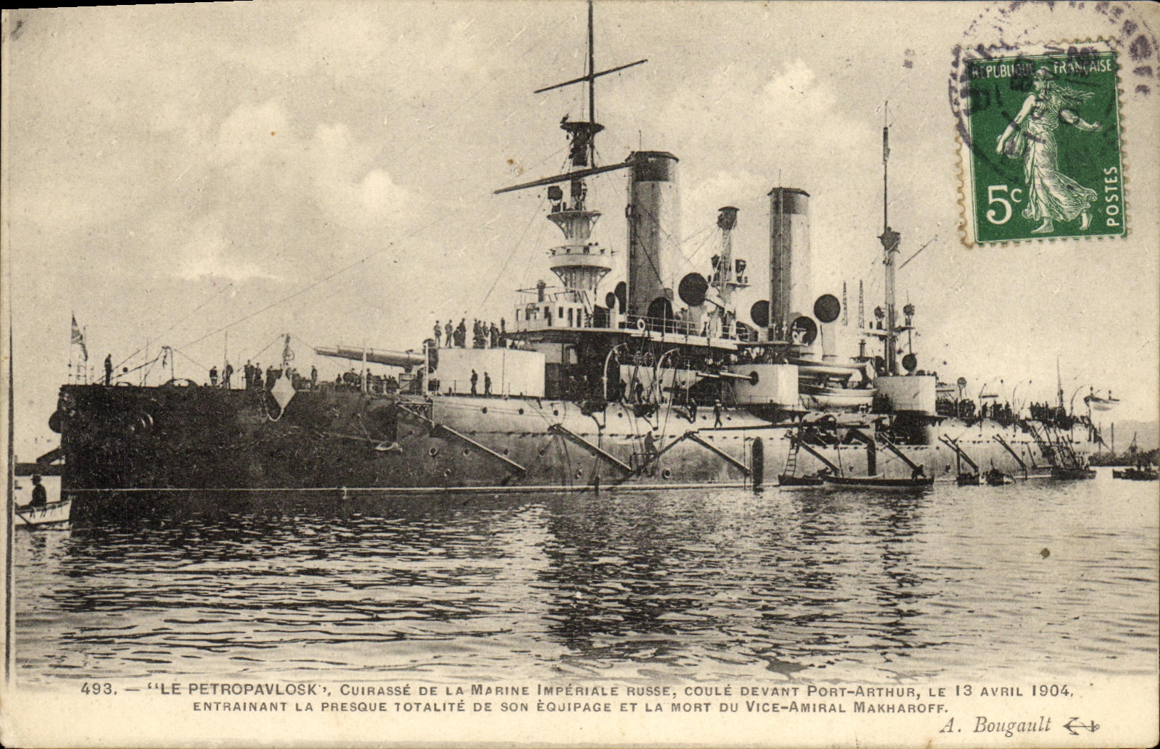 Le Petropavlosk — Cuirassé russe coulé devant Port-Arthur, 13 avril 1904 — A. Bougault n°493