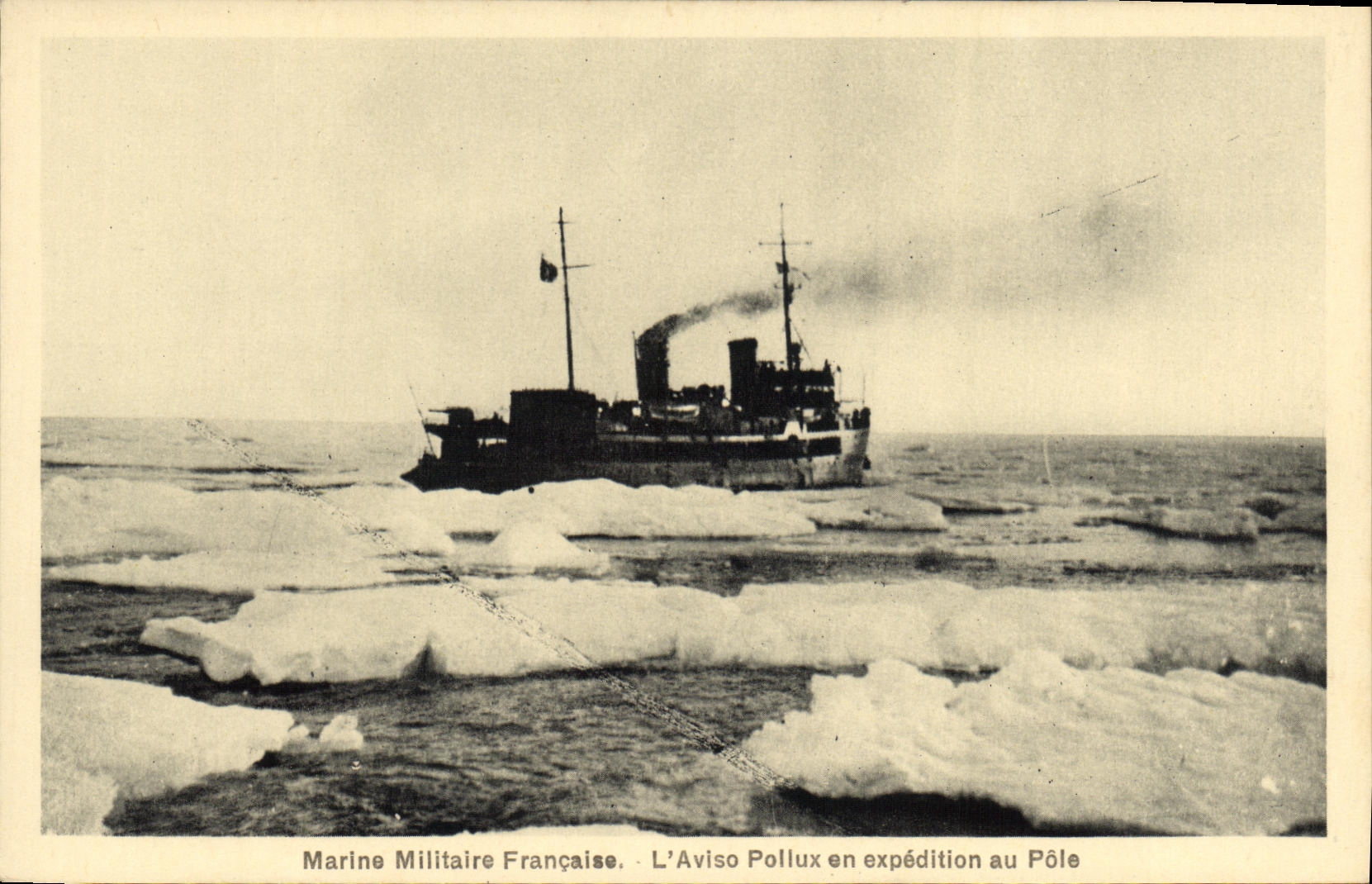 CPA Bateau Guerre Aviso Pollux en expedition au pole Pole Nord Polaire 