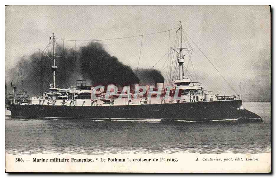 Le Pothuau — croiseur de 1er rang — A. Couturier, phot. édit. Toulon, n° 306