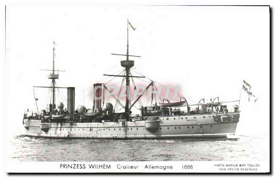 CPM Bateau Guerre Prinzess Croiseur Allemagne 1888