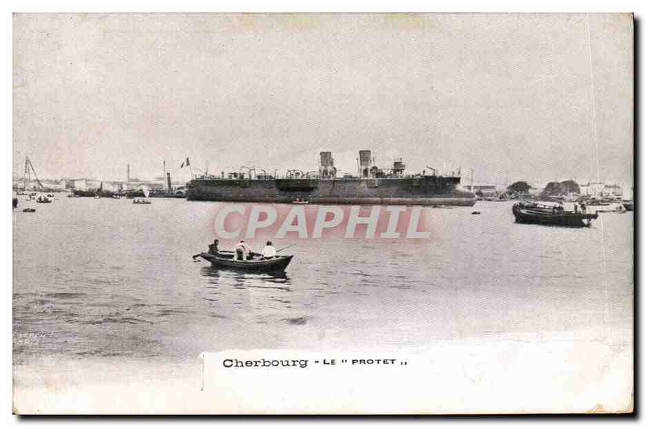 CPA Bateau Guerre Cherbourg Le Protet