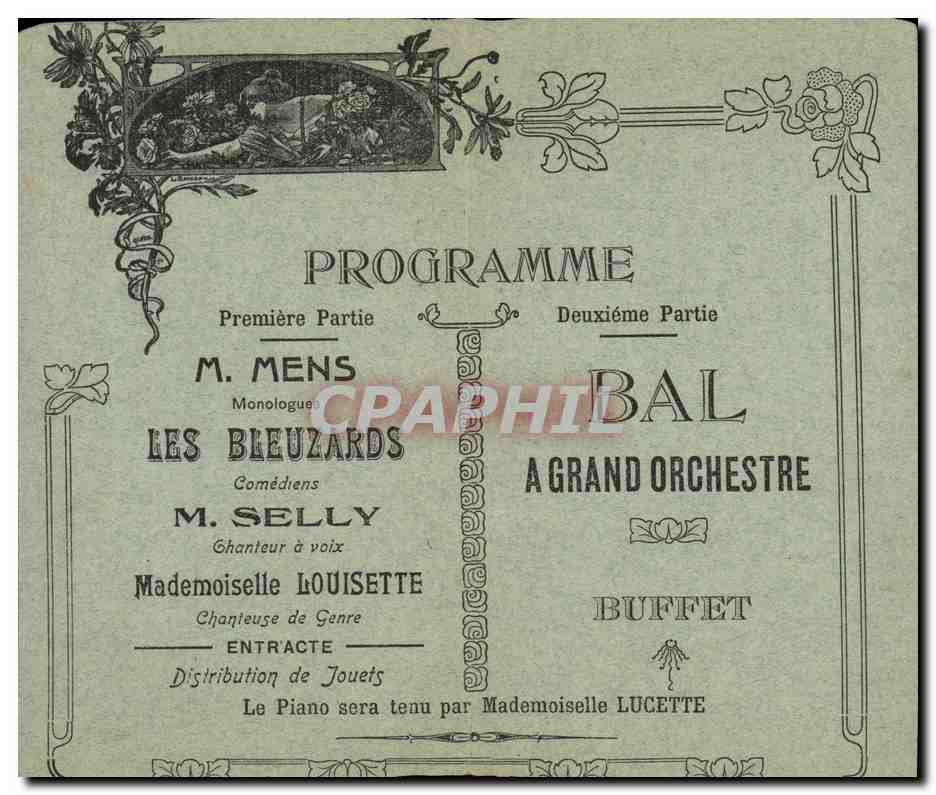 Programme bateau Provence Bal Cuirasse 30 octobre 1921 — Rückseite