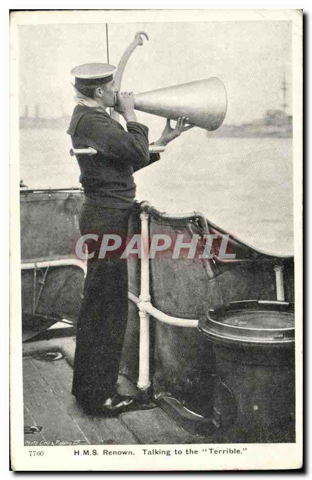 CPA Bateau Guerre HMs Renown Talking to the TErrible 