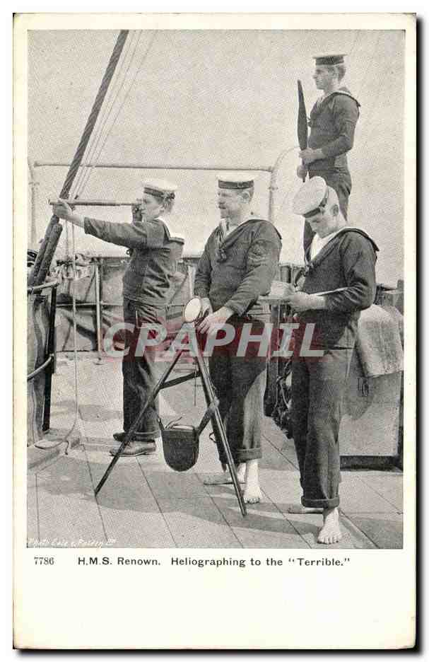 CPA Bateau Guerre HMs Renown Heliographing to the Terrible 