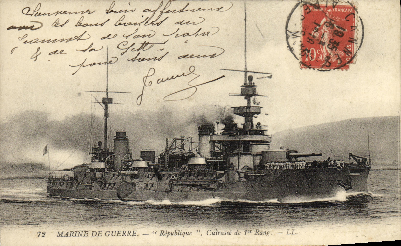 Marine de guerre — "République", cuirassé de 1er rang — LL. 72
