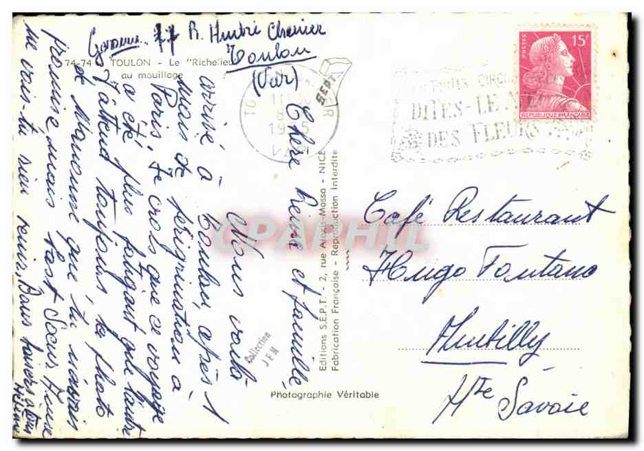 CPSM Bateau Guerre Toulon Le Richelieu au mouillage — Reverso