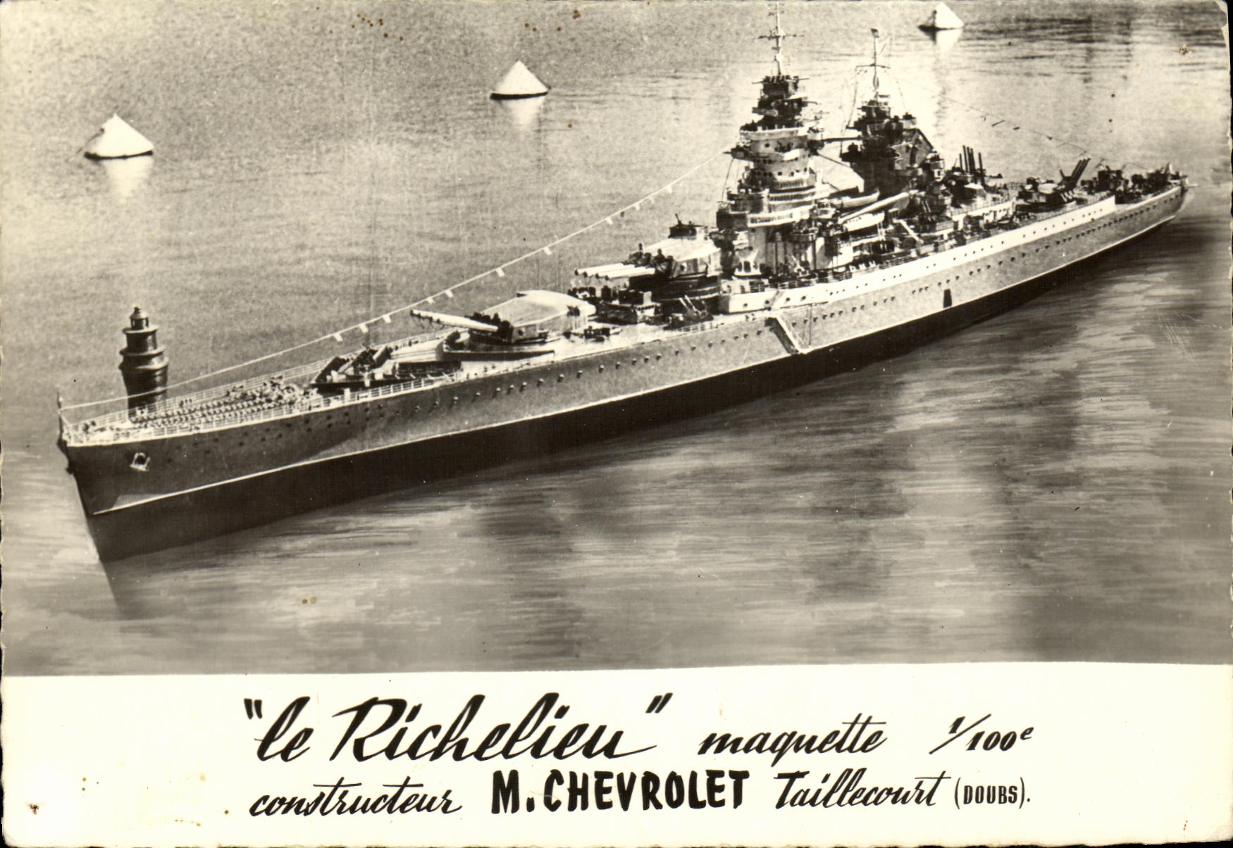 CPA Bateau Guerre Richelieu Maquette 1 100 Chevrolet Taillecourt Doubs