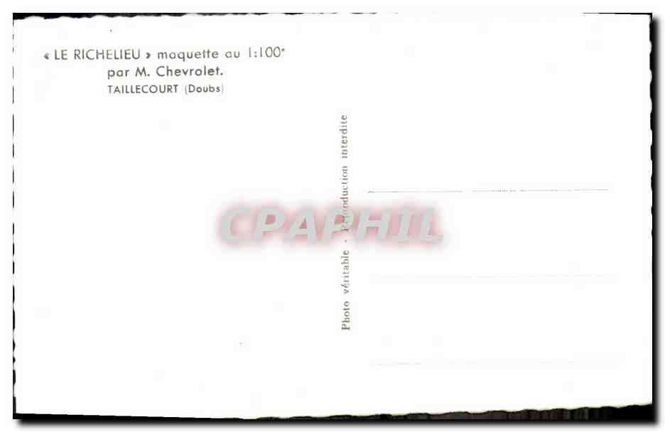 CPA Bateau Guerre Richelieu Maquette 1 100 Chevrolet Taillecourt Doubs — Verso