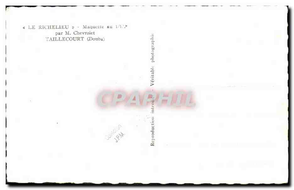 CPA Bateau Guerre Richelieu Maquette 1 100 Chevrolet Taillecourt Doubs — Verso