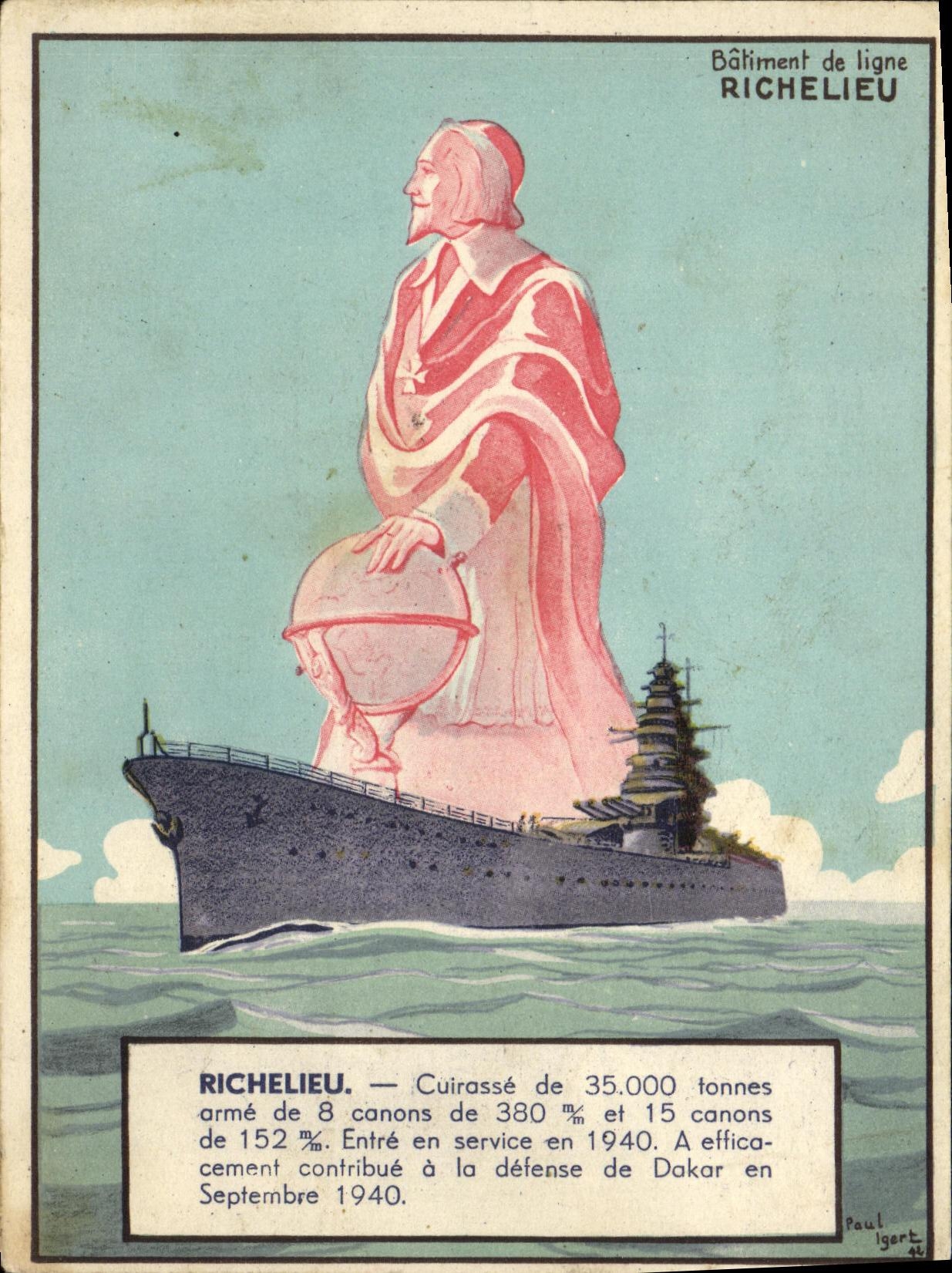 CPA Bateau Guerre Batiment de ligne Richelieu Cuirasse