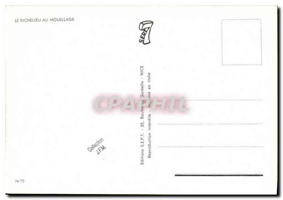 Le Richelieu au mouillage — Éditions S.E.P.T. — n° 74/73 — Verso