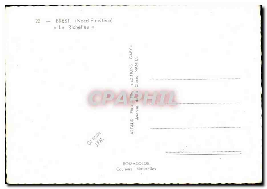 CPM Bateau Guerre Le Richelieu — Verso