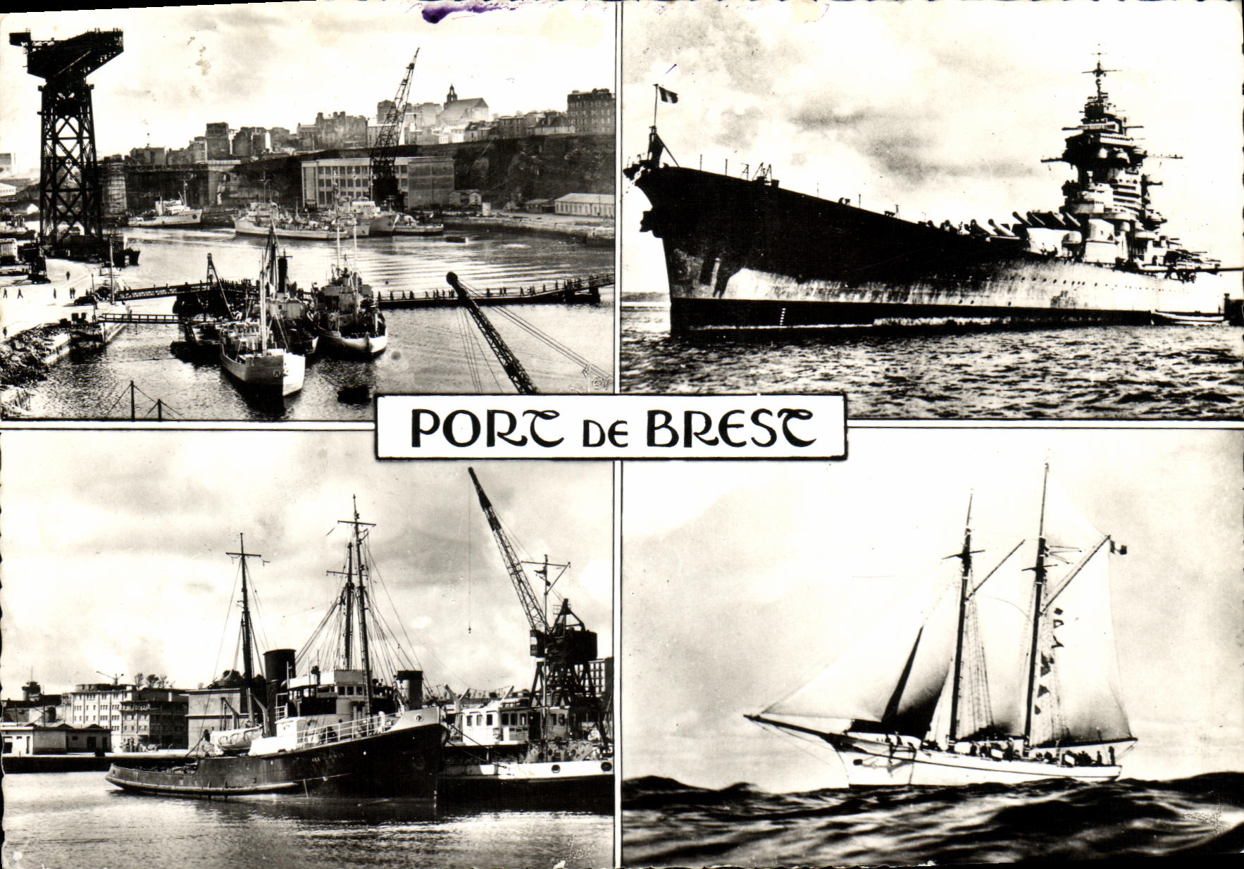 CPM Bateau Guerre Le Richelieu L arsenal Le port de commerce La goelette ND d ETel