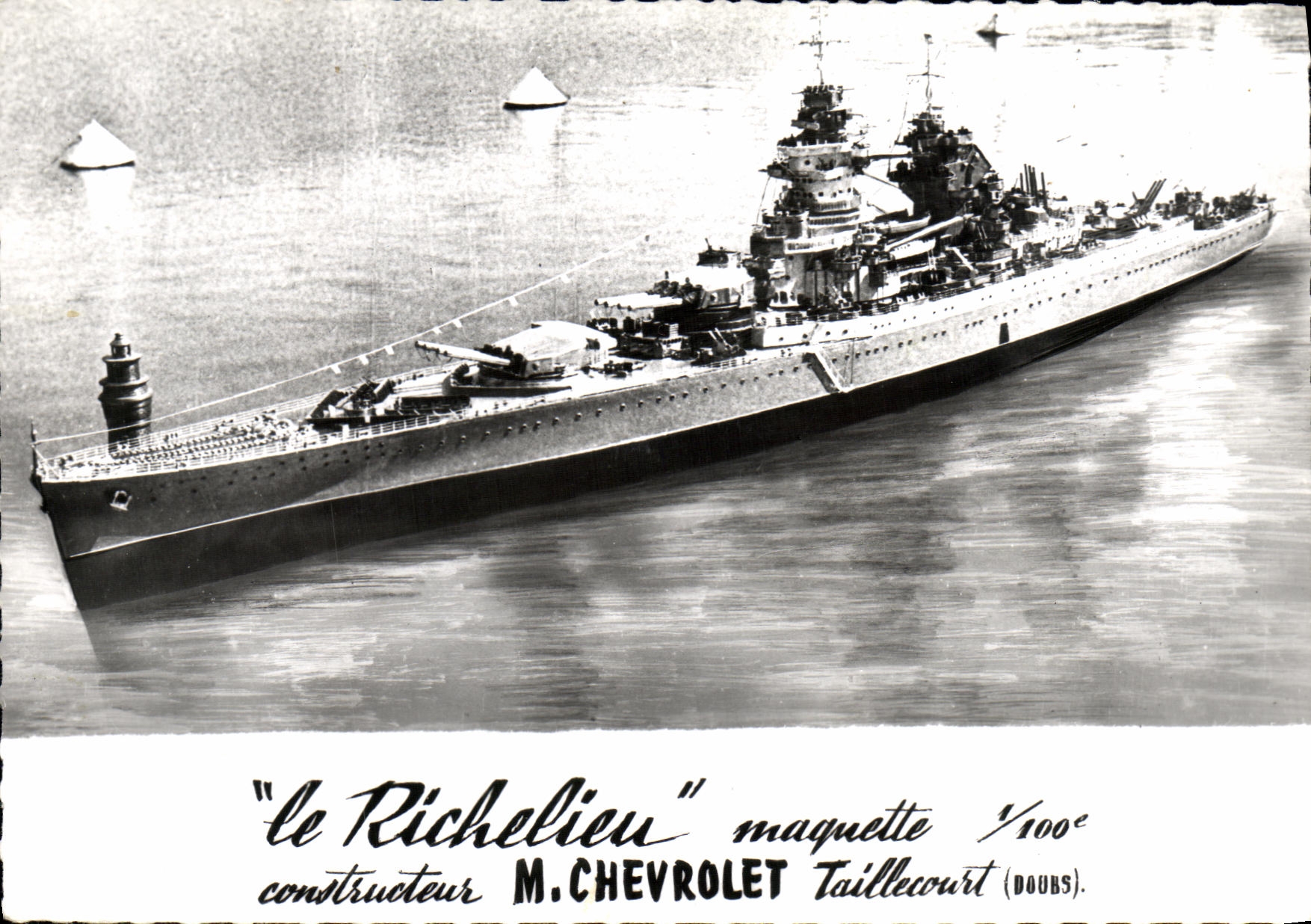 CPA Bateau Guerre Richelieu Maquette Chevrolet Taillecourt Doubs