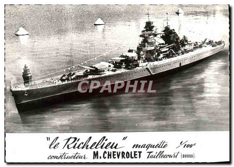 CPA Bateau Guerre Richelieu Maquette Chevrolet Taillecourt Doubs