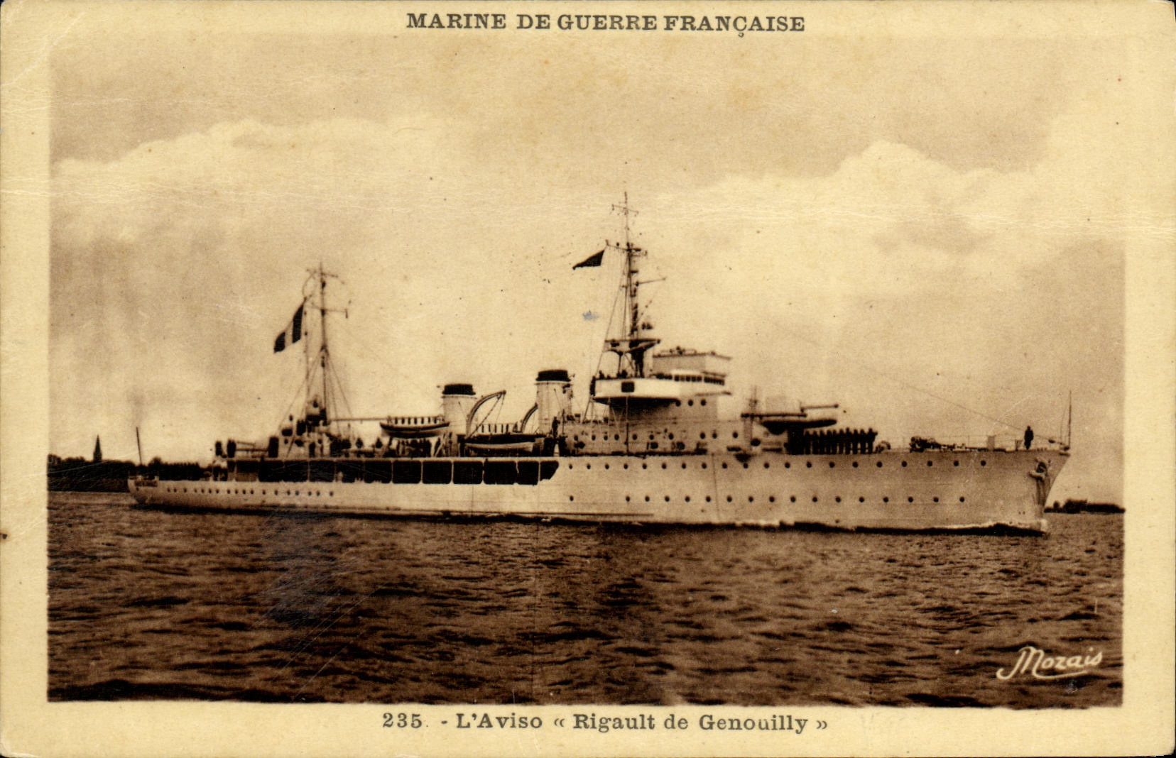CPA Bateau Guerre Aviso Rigault de Genouilly