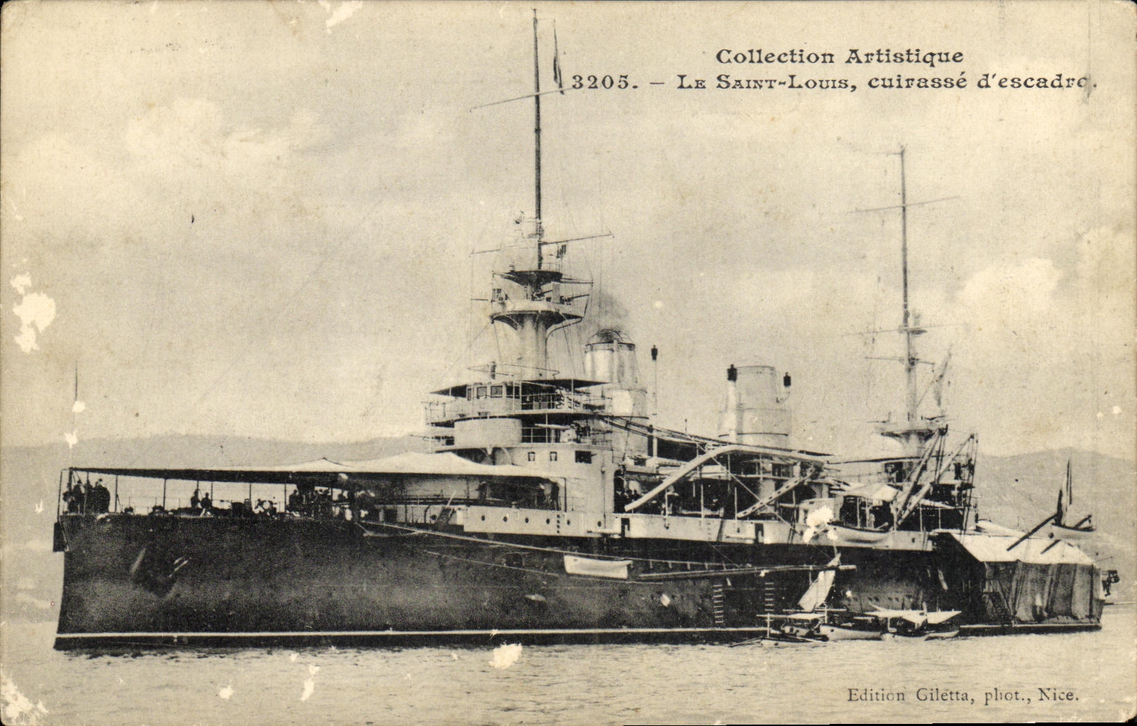 Tarjeta postal antigua Bateau Guerre Saint Louis Cuirasse d escadre