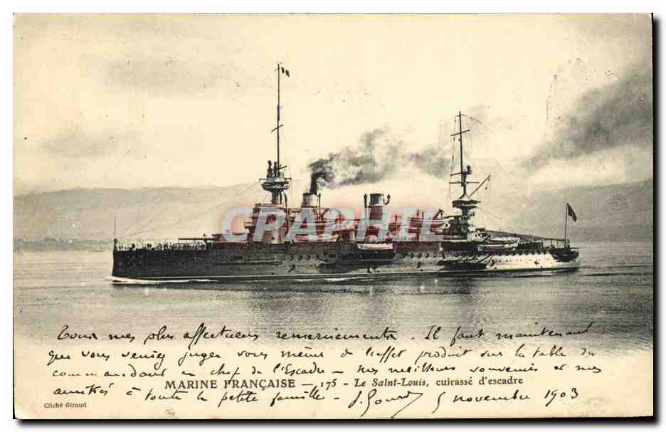 Le Saint-Louis — cuirassé d'escadre — Marine Française — cliché Giraud