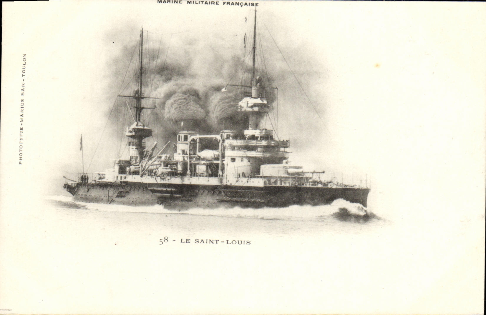 Le Saint-Louis — Croiseur de la Marine Militaire Française — Phototypie Bar-Toulon, n°58