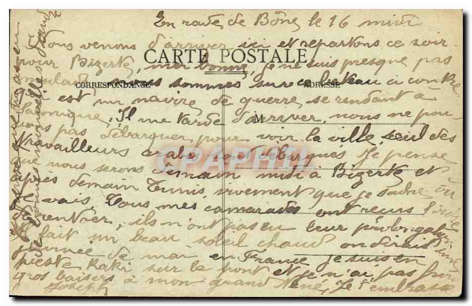 Sant'Anna — Croiseur Auxiliaire de 1er Rang affecté au transport des troupes en Orient — Impr. J. Larrigaud, Marseille — Verso