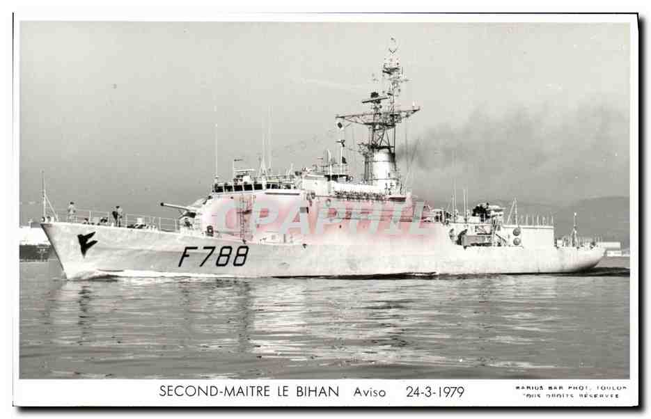 CPM Bateau Guerre Second Maitre Le Bihan Aviso 1979