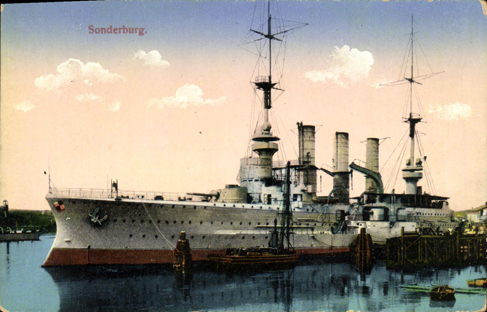 Sonderburg — Bateau de guerre — Photo Chrom Nr. 62366, M. Glückstadt & Münden, Hamburg