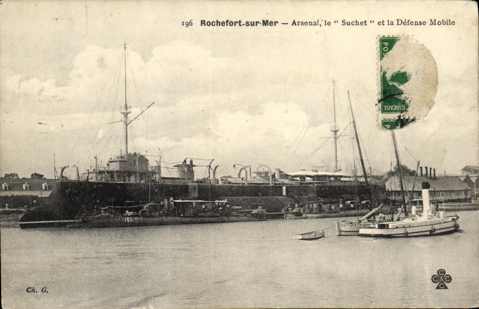 CPA Bateau Guerre Rochefort sur Mer Arsenal le Suchet et la defense mobile 