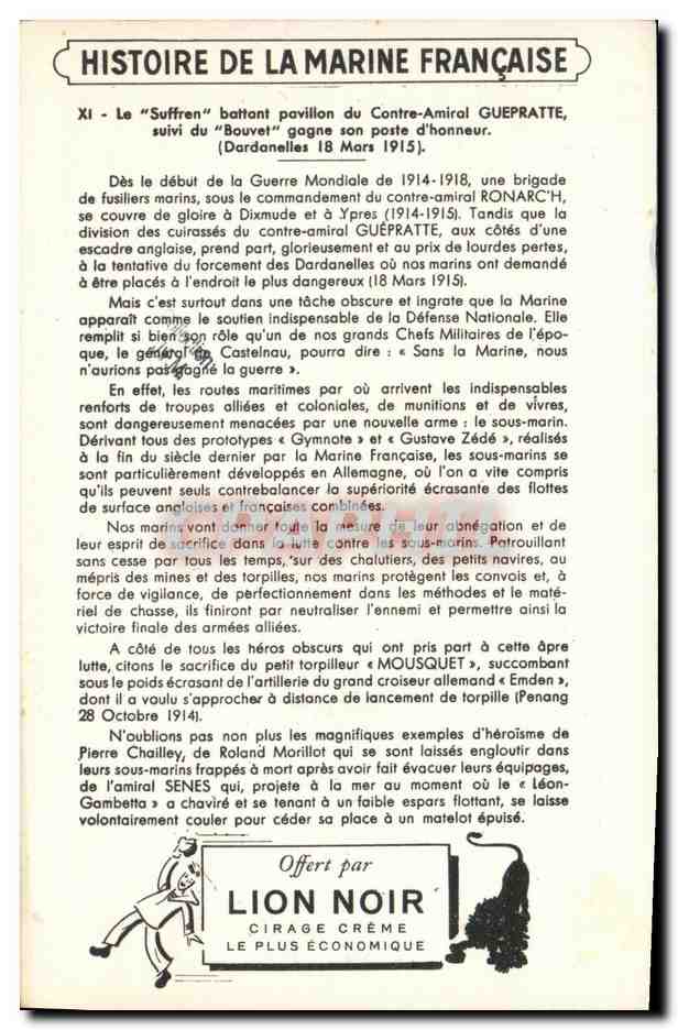 Image Bateau Guerre Le Suffren et le Bouvet aux Dardanelles — Verso