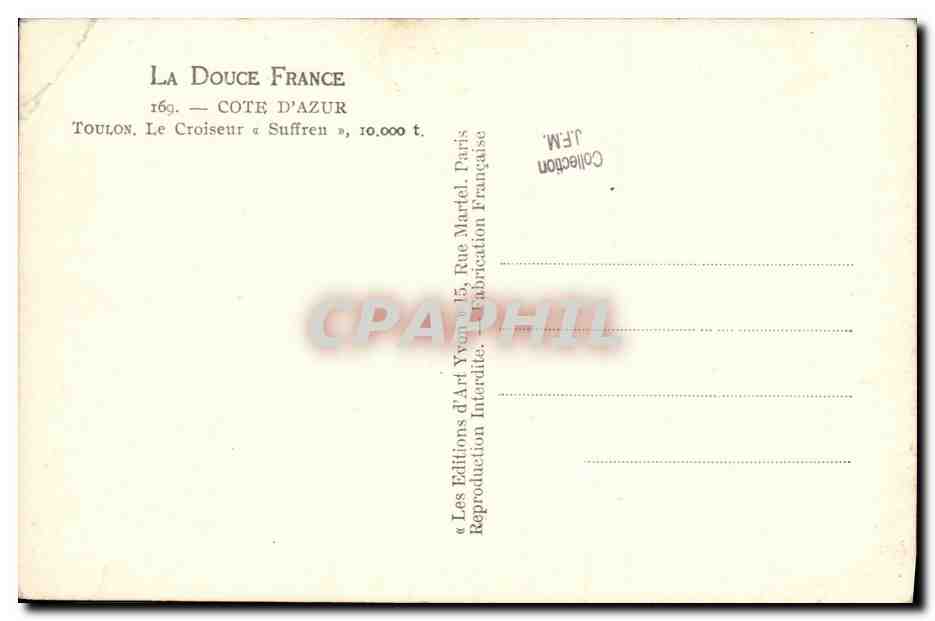CPSM Bateau Guerre Toulon le croiseur Suffren — Verso