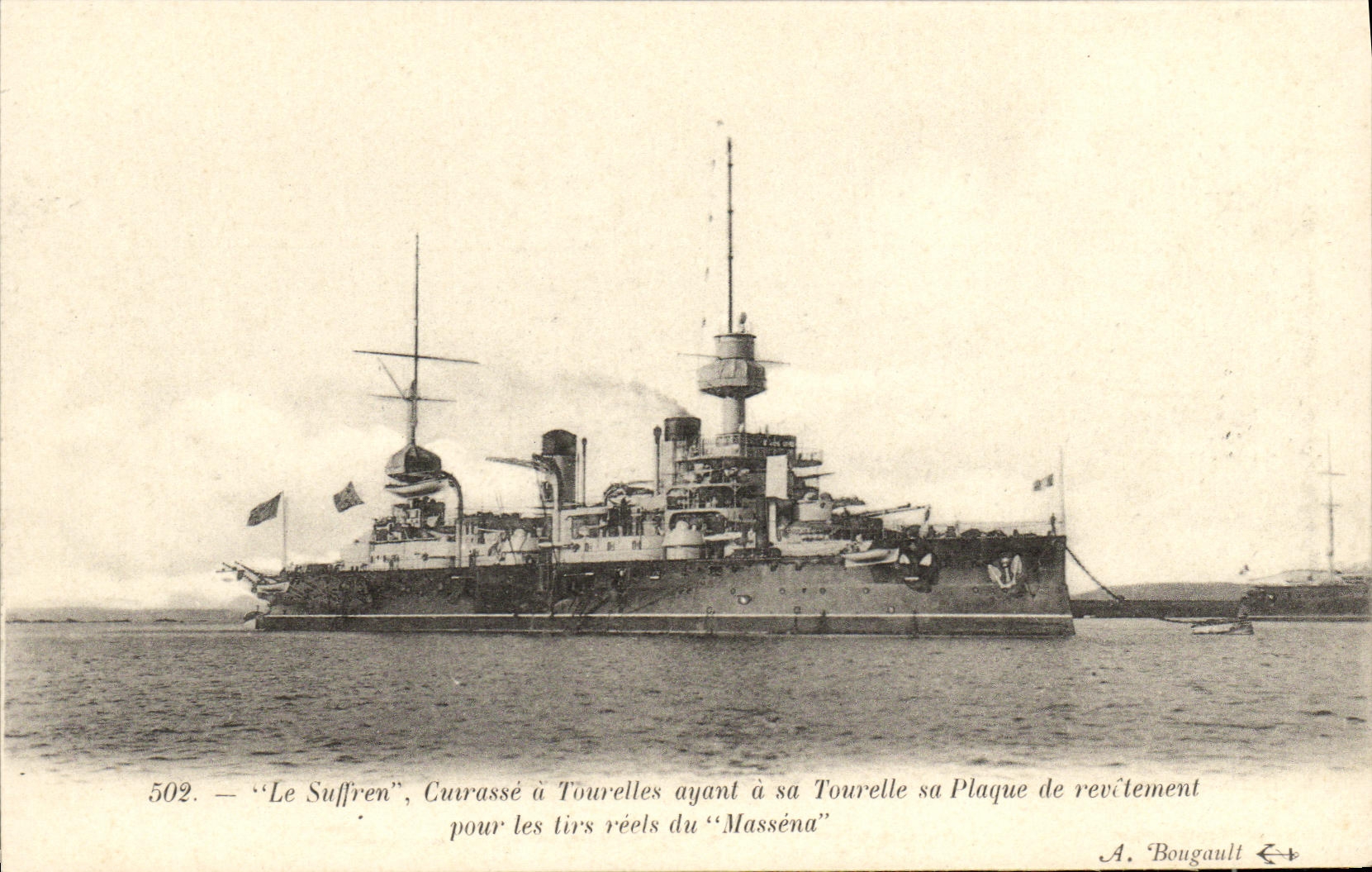 Le Suffren — Cacciatorpediniere con torretta dotata della sua placca di rivestimento — A. Bougault n°502