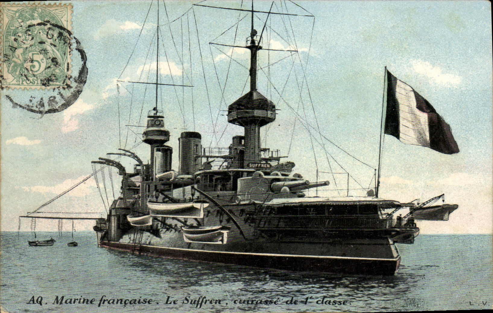 Marine française. Le Suffren, cuirassé de 1ère classe — L.V. — éditeur L.V. (L.V. Photo)