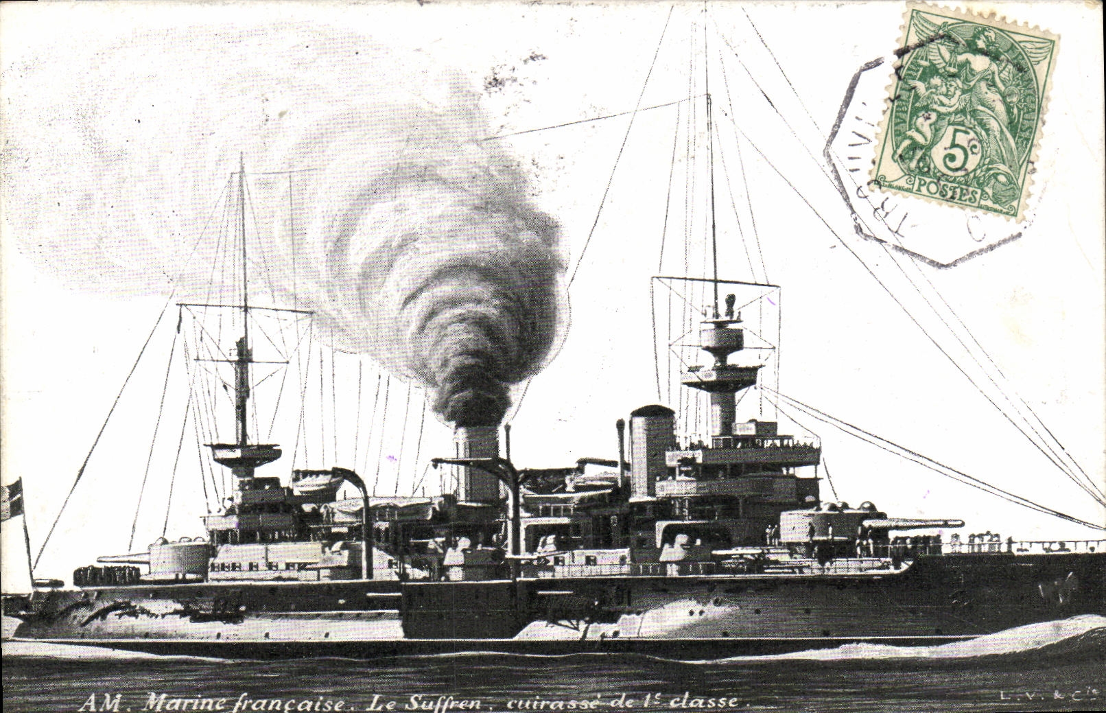 CPA Bateau Guerre Cuirasse de 1ere classe Suffren