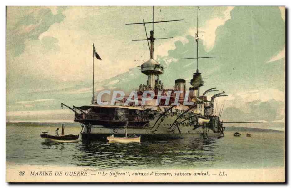 CPA Bateau Guerre Cuirasse d escadre Suffren Vaisseau amiral