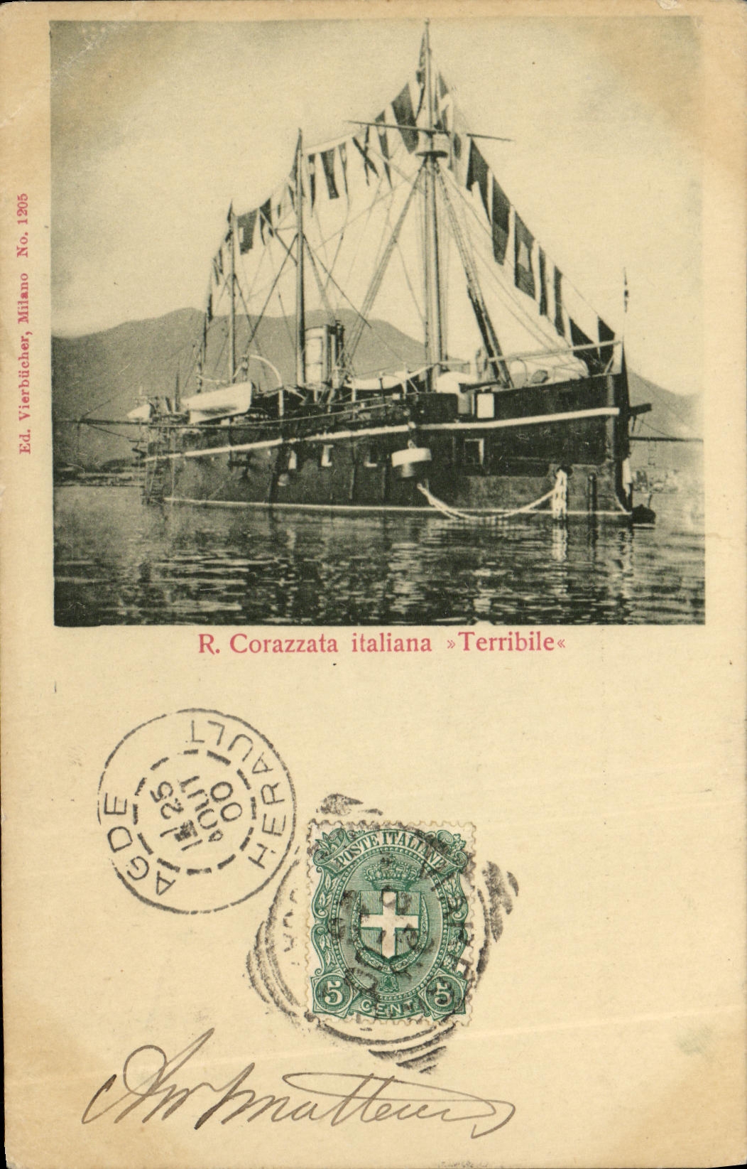 R. Corazzata italiana »Terribile« — Éd. Vierbùcher, Milano, 1905, n° 177