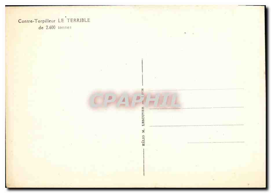 CPA Bateau Guerre Contre torpilleur Le Terrible  — Verso