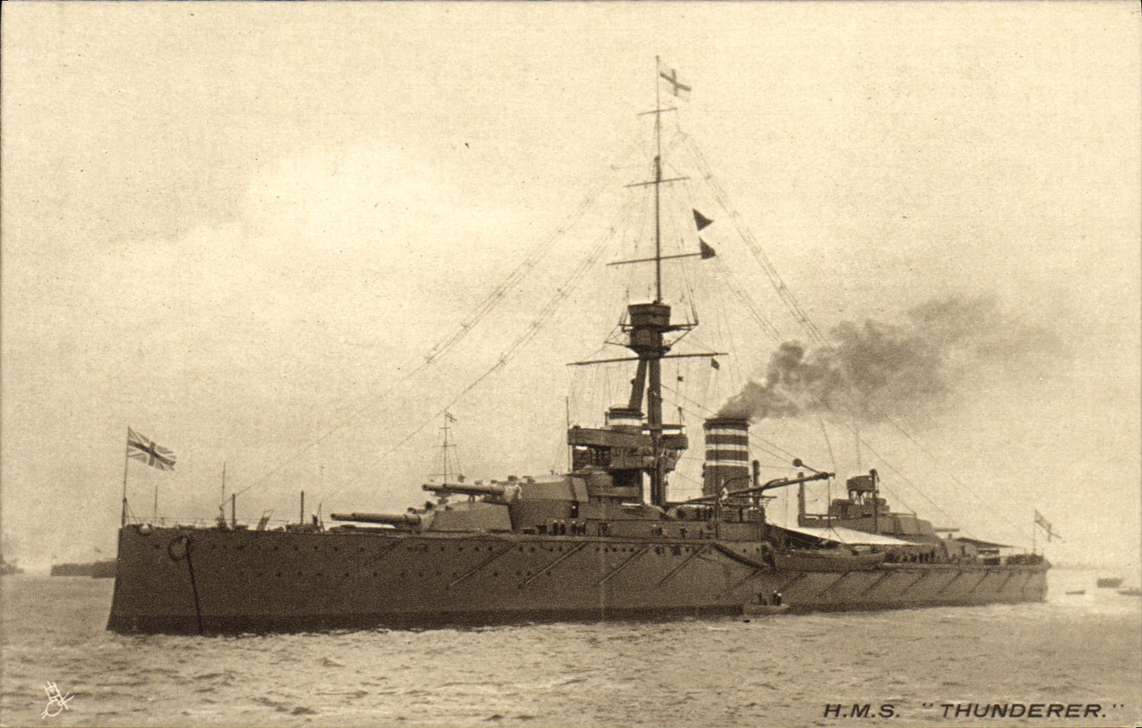 H.M.S. "Thunderer" — Super Dreadnought Battleship — Tuck's Post Card, Series VIII, No. 4300