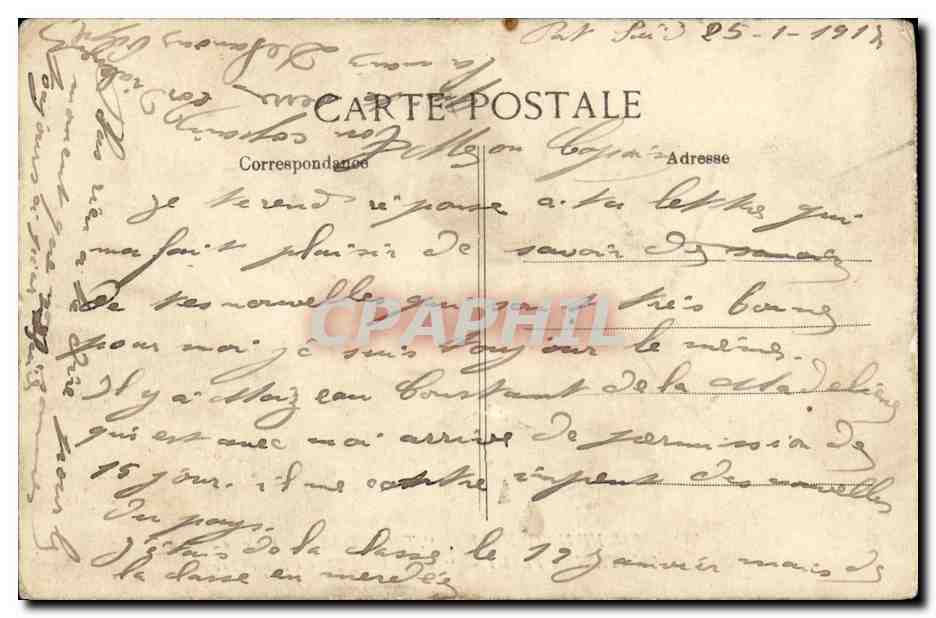 CPA Bateau Guerre Tourville Ecole de canonnage  — Verso