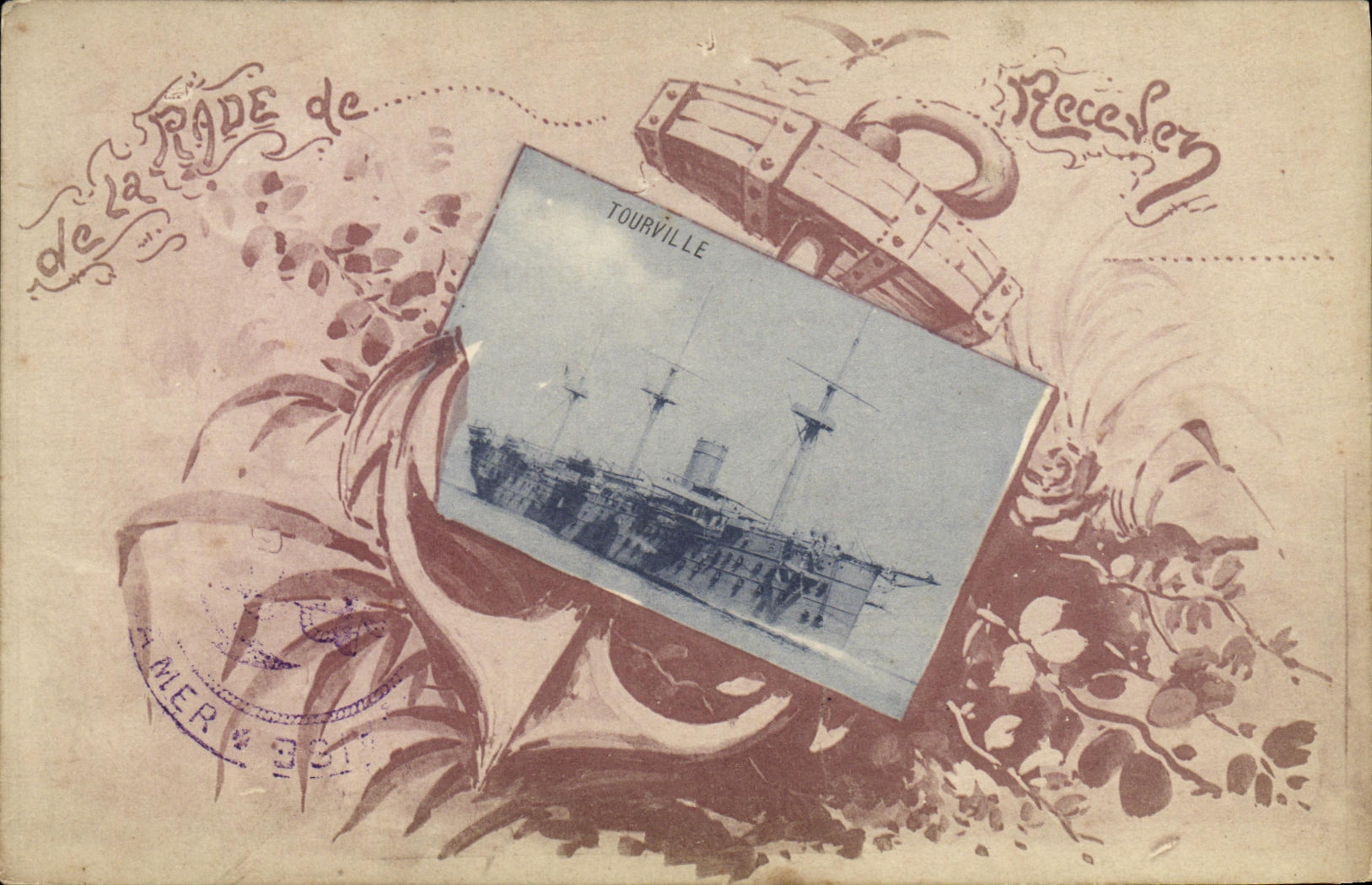 Rade de Tourville — vue du port — éditeur Receleen