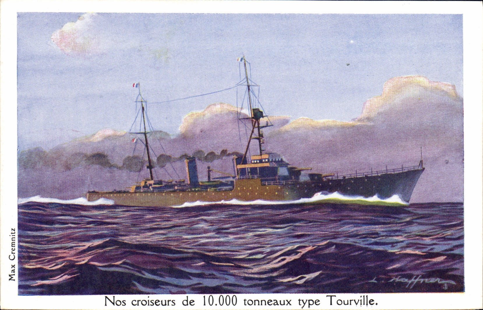 CPA Bateau Guerre nos croiseurs de 10000 tonneaux type Tourville