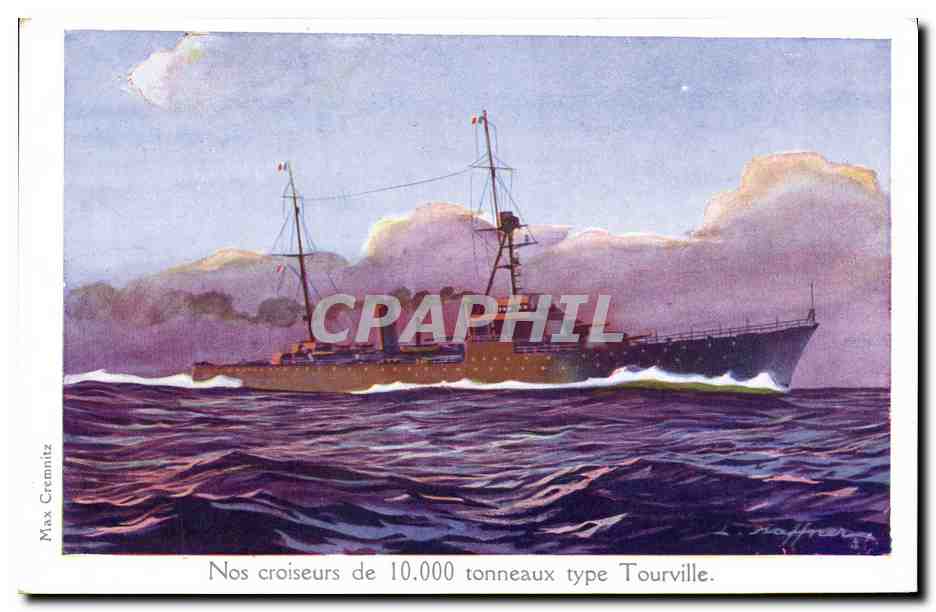 CPA Bateau Guerre nos croiseurs de 10000 tonneaux type Tourville