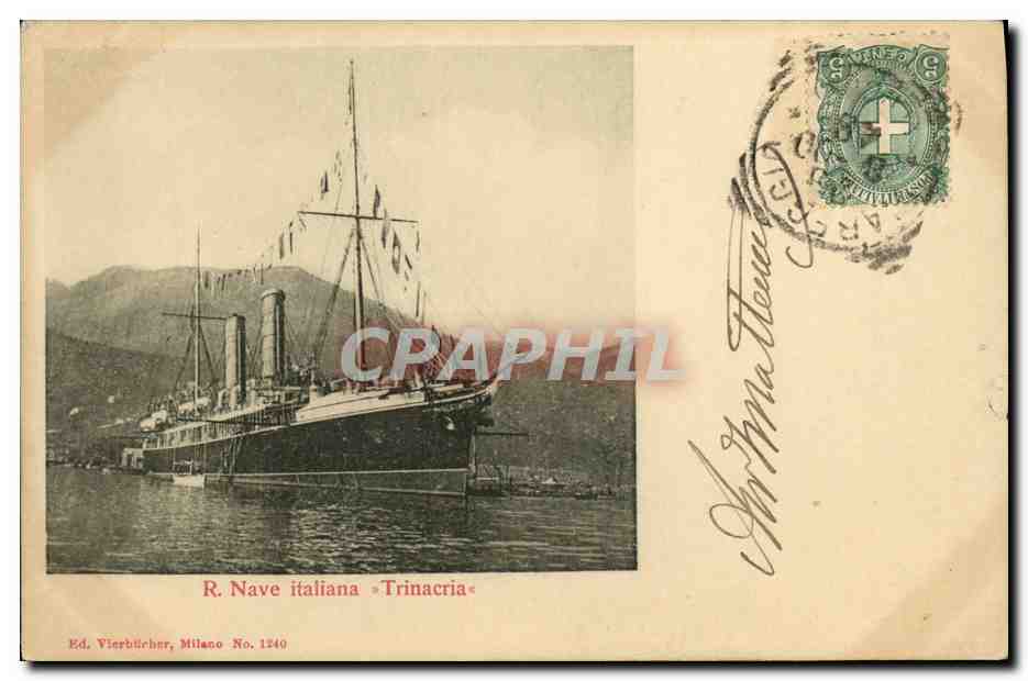 CPA Bateau Guerre R Nave italiana Trinacria