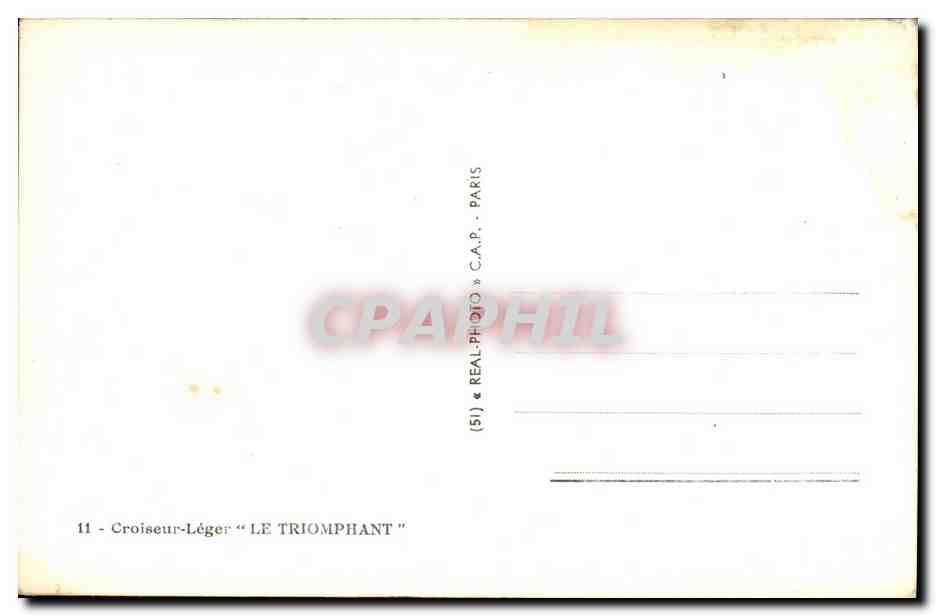CPA Bateau Guerre Croiseur Leger Le Triomphant  — Verso