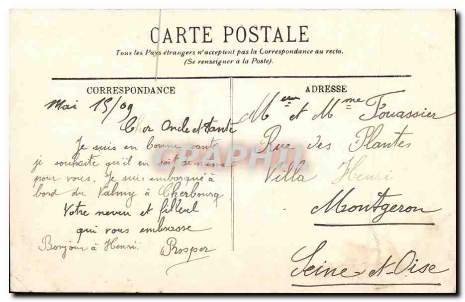 CPA Bateau Guerre Le Valmy cuirasse garde cotes — Verso