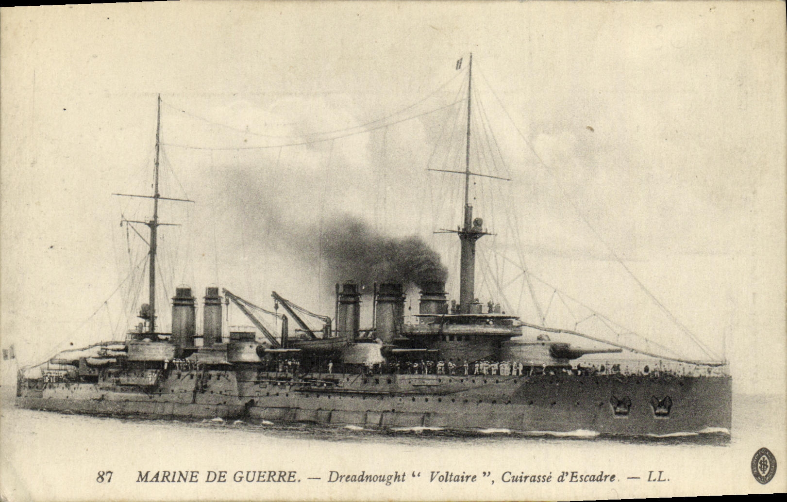 Dreadnought "Voltaire", Cuirassé d'Escadre — LL. — Marine de Guerre — n°87