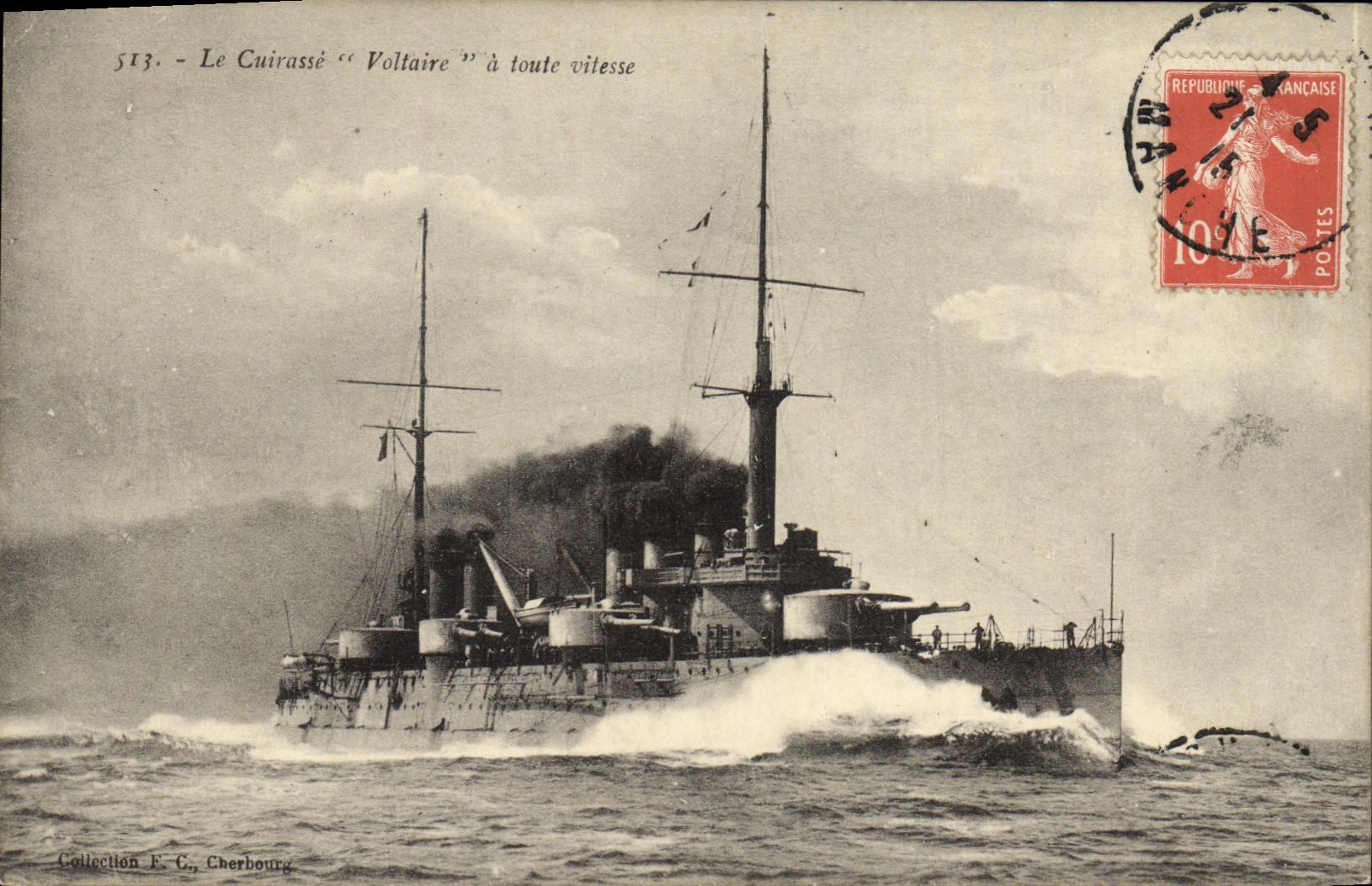Le Cuirassé "Voltaire" à toute vitesse — Collection F. C., Cherbourg