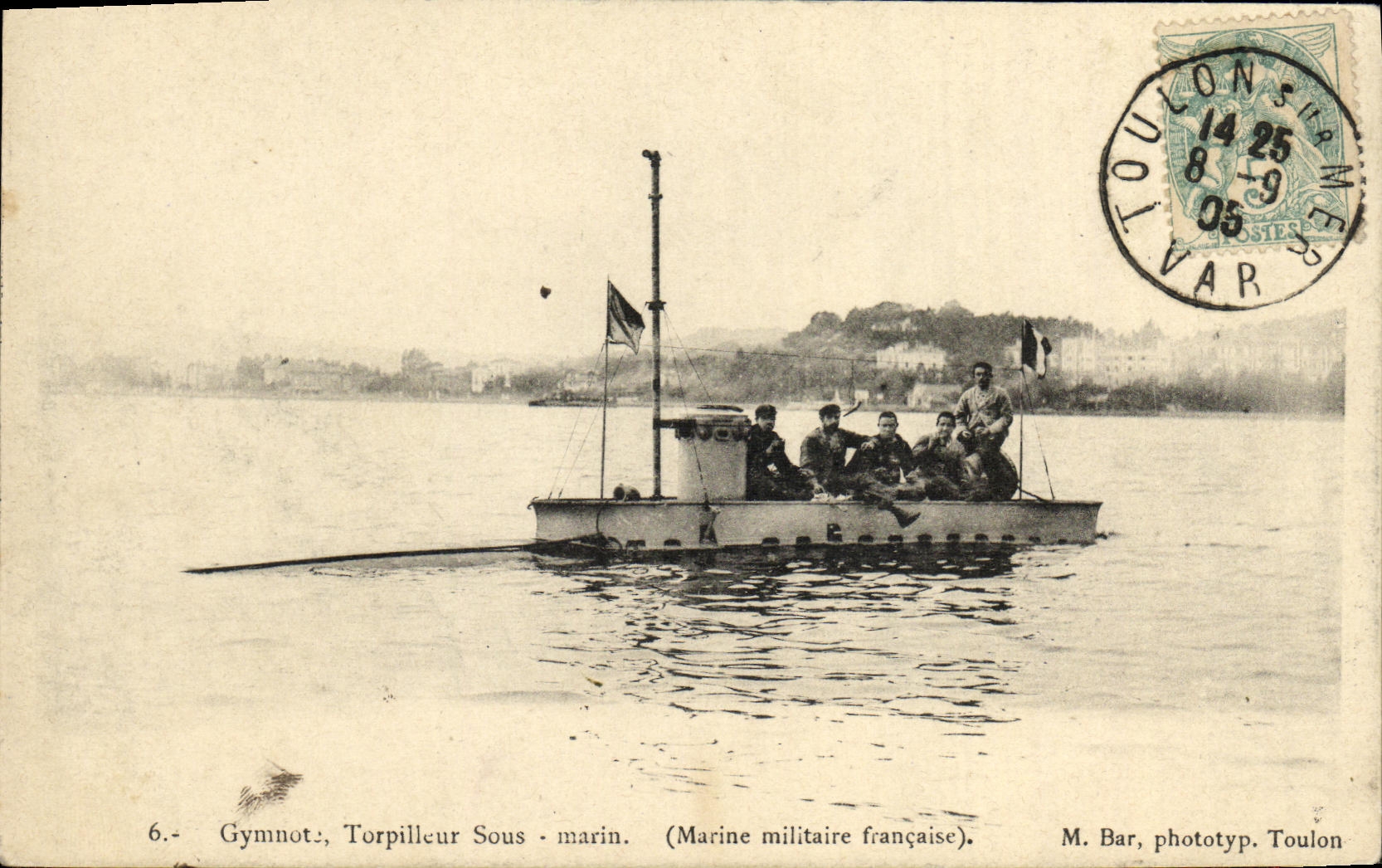 Gymnnot, Torpilleur Sous-marin — (Marine militaire française) — M. Bar, phototyp. Toulon