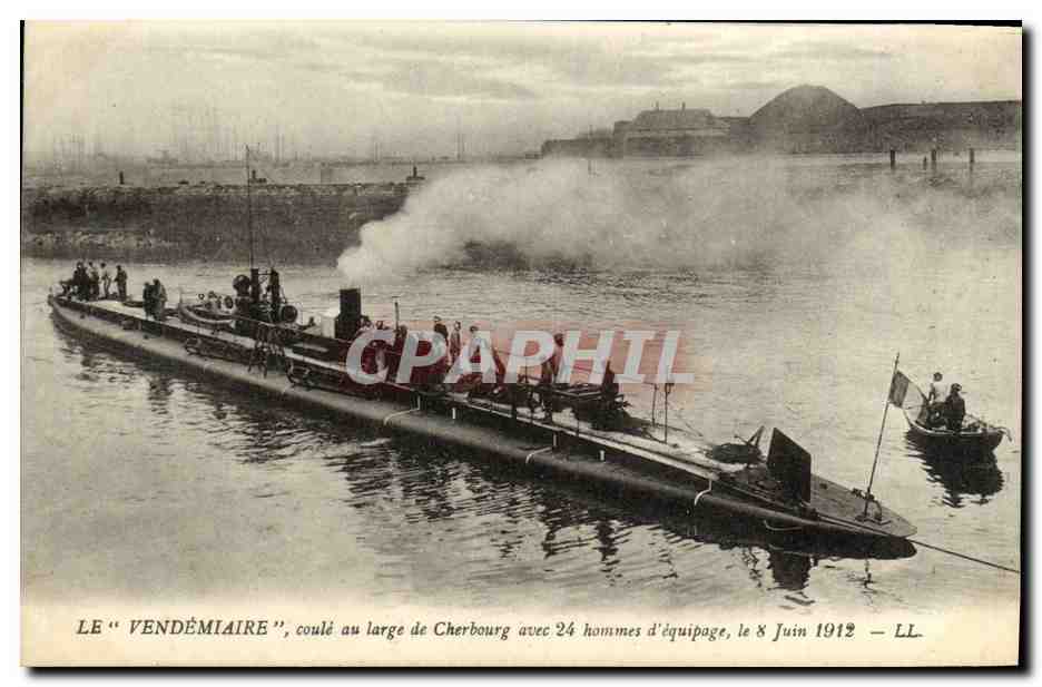 Le "Vendémiaire", coulé au large de Cherbourg avec 24 hommes d'équipage, le 8 juin 1912 — LL.