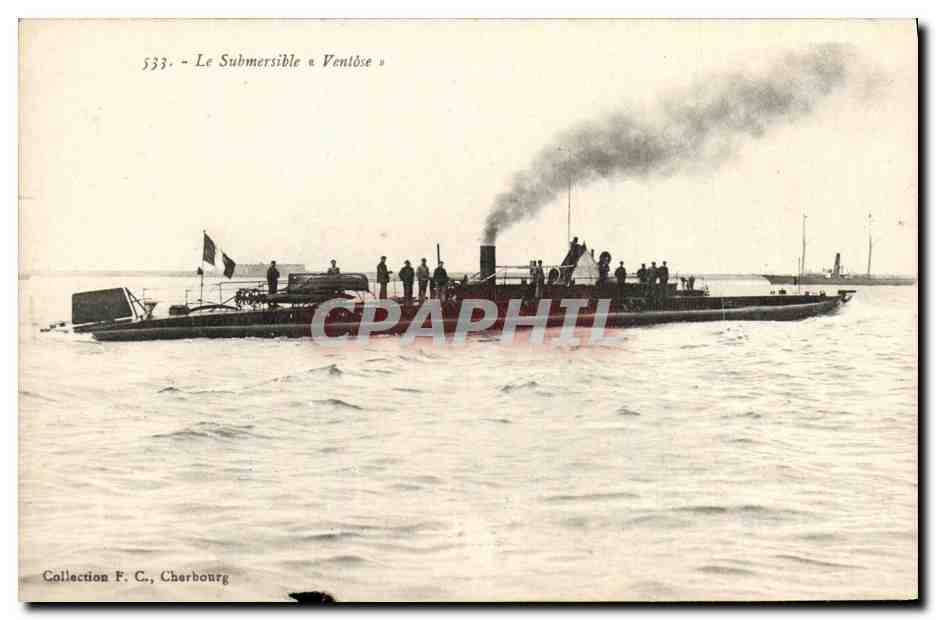 CPA Bateau Guerre Submersible Ventose Sous marin 