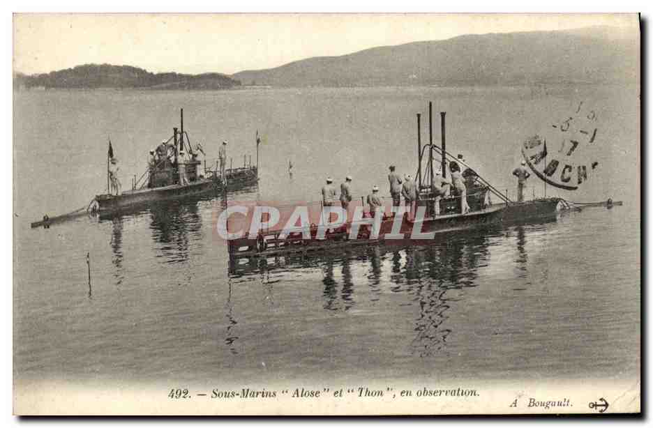 Sous-Marins "Alose" et "Thon", en observation — A. Bougault, n° 492